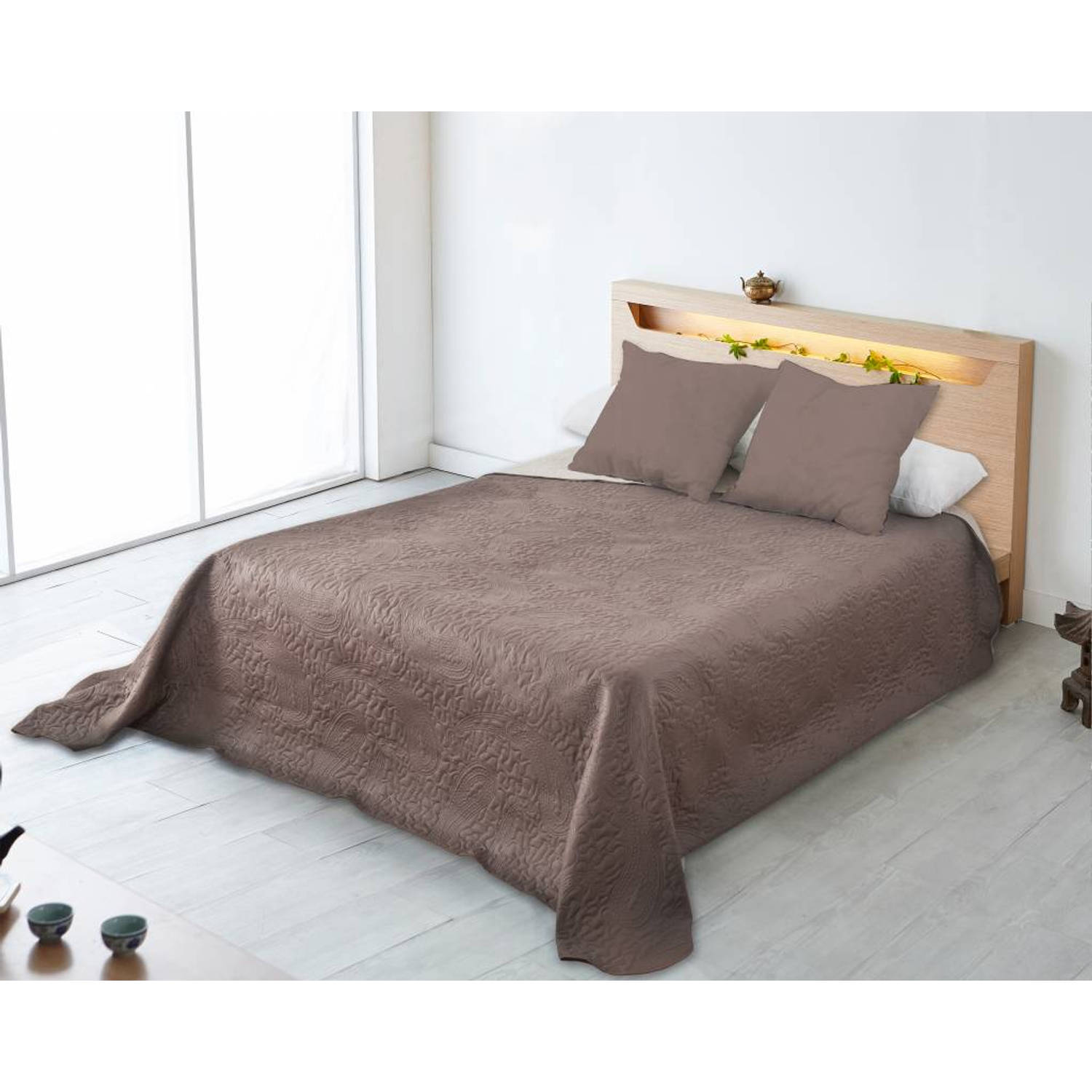 Nightsrest Bedsprei Alicia Linnen-grijs Maat: 180x270cm