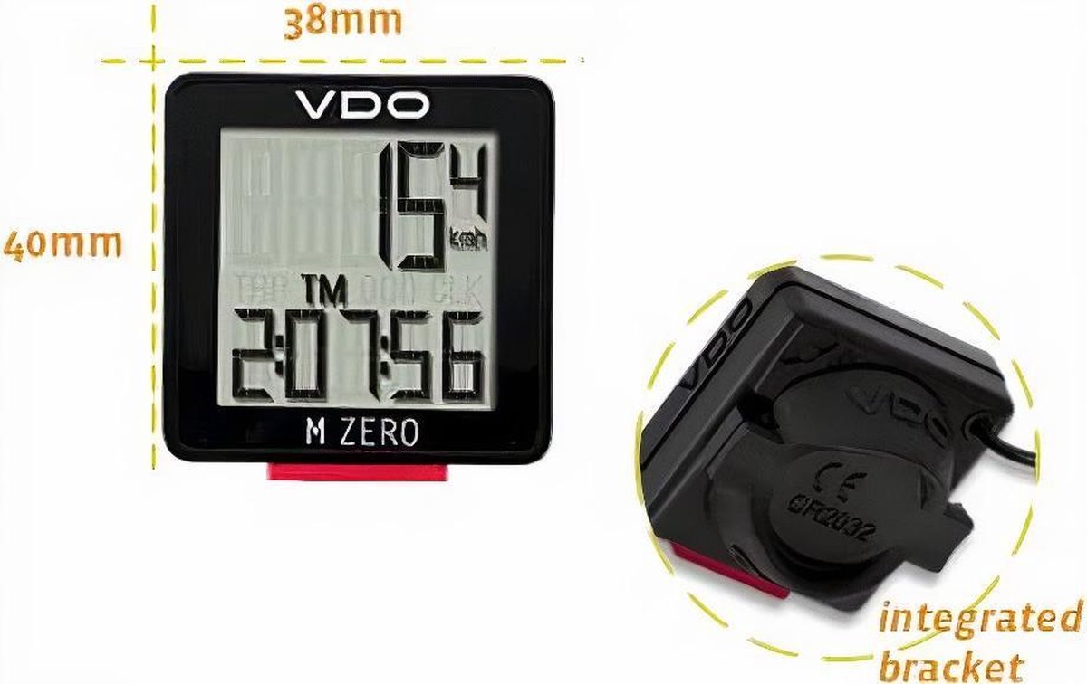 VDO fietscomputer M Zero WR807/ - Zwart