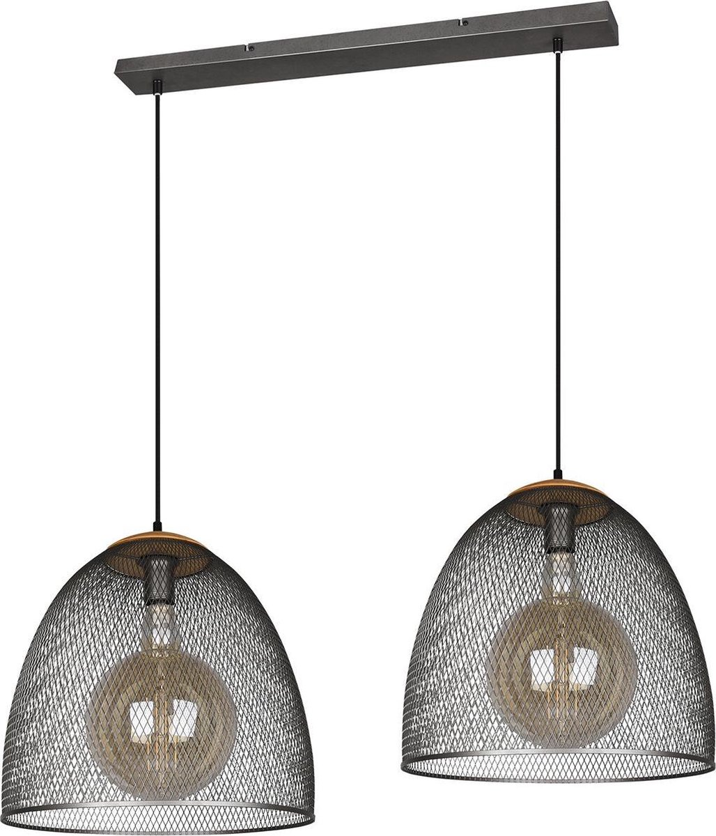 BES LED Led Hanglamp - Trion Ivan - E27 Fitting - 2-lichts - Rond - Antiek Nikkel - Aluminium