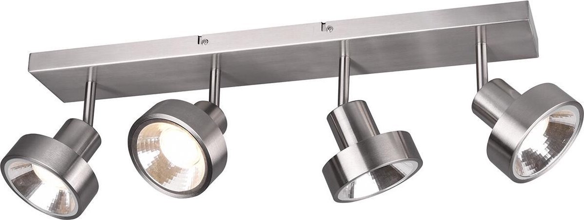 BES LED Led Plafondspot - Trion Leonida - Gu10 Fitting - 4-lichts - Rechthoek - Mat Nikkel - Aluminium