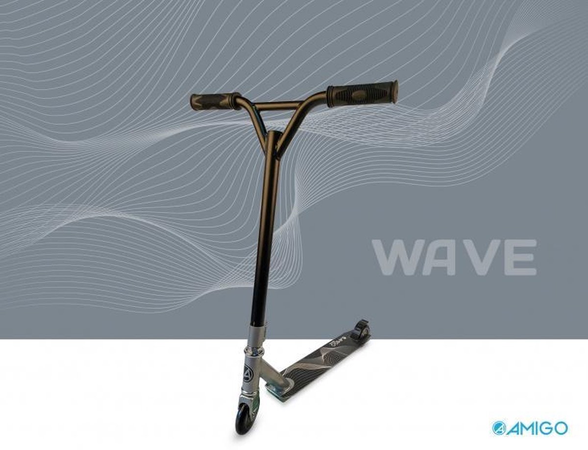 Amigo Stuntstep Wave Stuntstep Junior Voetrem Zilver/zwart