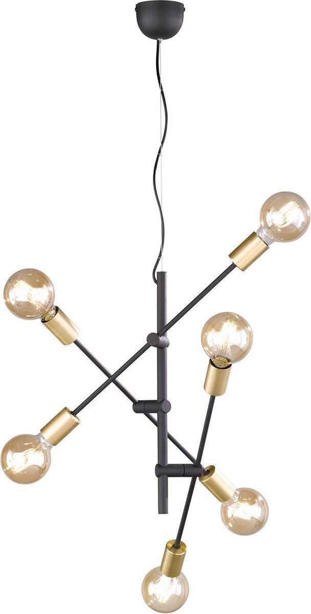 BES LED Led Hanglamp - Trion Ross - E27 Fitting - 6-lichts - Rond - Mat - Aluminium - Goud