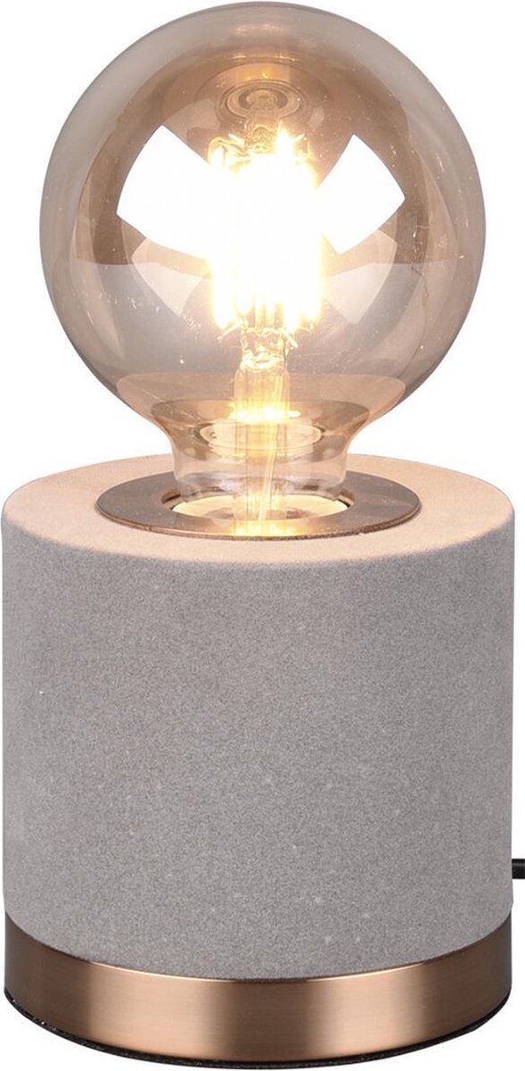 BES LED Led Tafellamp - Tafelverlichting - Trion Juda - E27 Fitting - Rond - Mat - Fluweel - Grijs