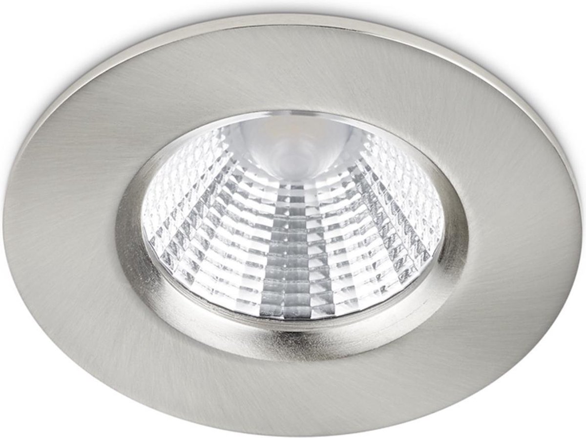 BES LED Led Spot - Inbouwspot - Trion Zagrona - 5w - Waterdicht Ip65 - Dimbaar - Warm 3000k - Mat Nikkel - Aluminium - Rond - Wit