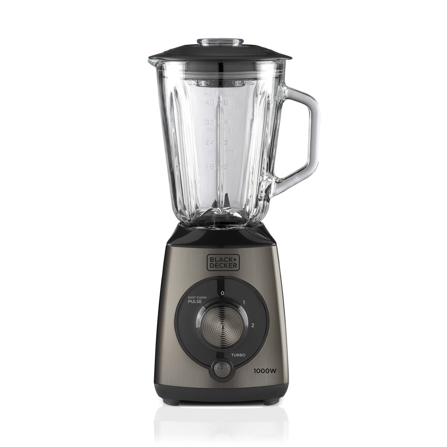 Black + Decker Blender - 1000w - Model Bxjb1000e - Glazen Schenkkan Van 1,5l - Grijs