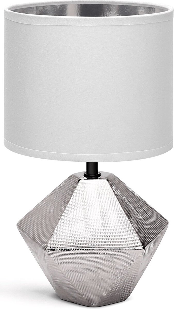 BES LED Led Tafellamp - Tafelverlichting - Aigi Uynimo - E14 Fitting - Rond - Mat/zilver - Keramiek - Wit