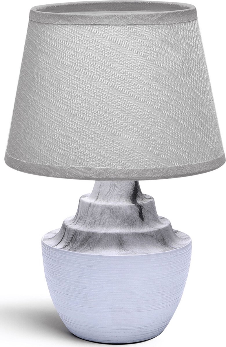 BES LED Led Tafellamp - Tafelverlichting - Aigi Fospa - E14 Fitting - Rond - Mat/ - Keramiek - Grijs