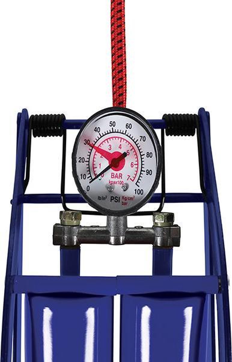 CarPoint voetpomp dubbel 29 x 15 cm 7 bar staal 4 delig - Blauw