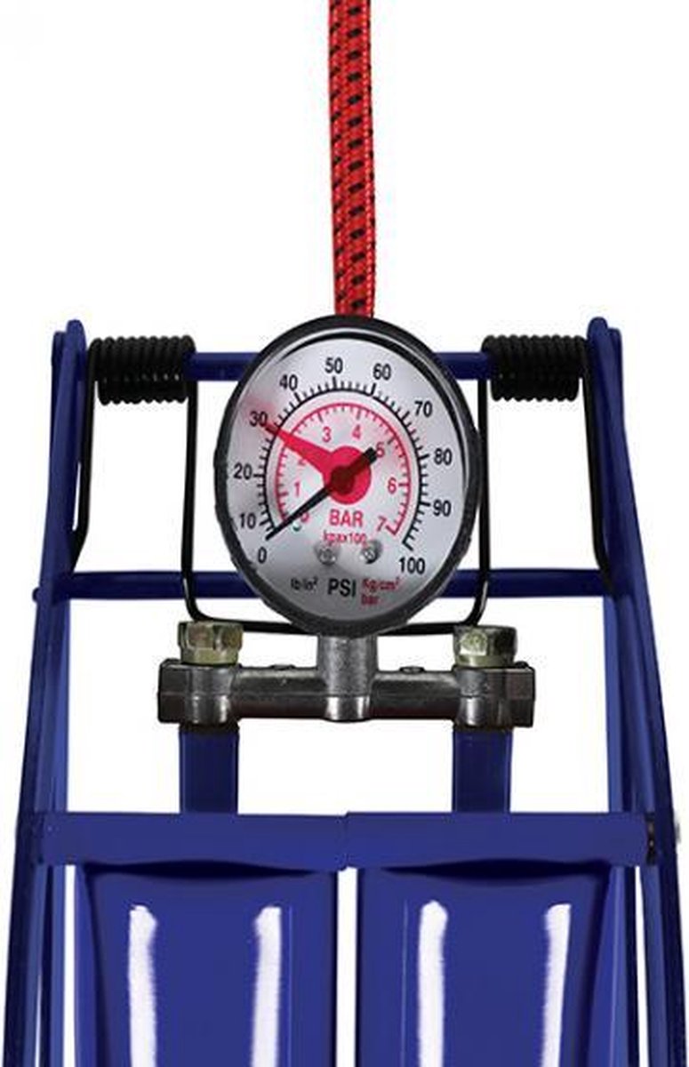 CarPoint voetpomp dubbel 29 x 15 cm 7 bar staal 4 delig - Blauw