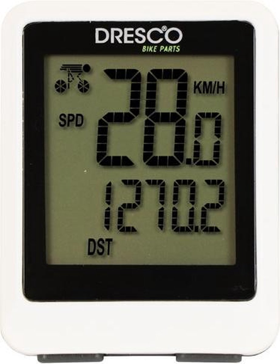 DRESCO fietscomputer 5 x 5 cm - Wit