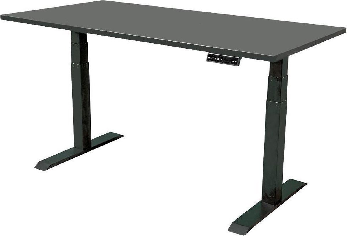 IVOL Elektrisch Verstelbaar Bureau - 140x80 Cm - Dual Motor - / Antraciet - Zwart