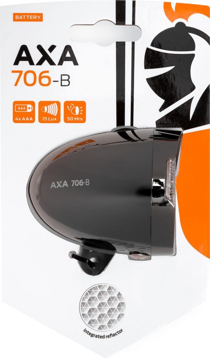 AXA koplamp 706 B Retro 15 lux led batterij chroom - Zwart