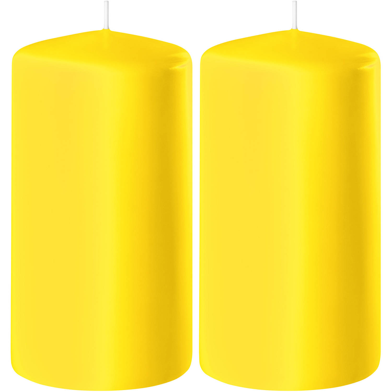 Enlightening Candles 2x Gele Cilinderkaarsen/stompkaarsen 6 X 15 Cm 58 Branduren - Geurloze Kaarsen - Woondecoraties - Geel