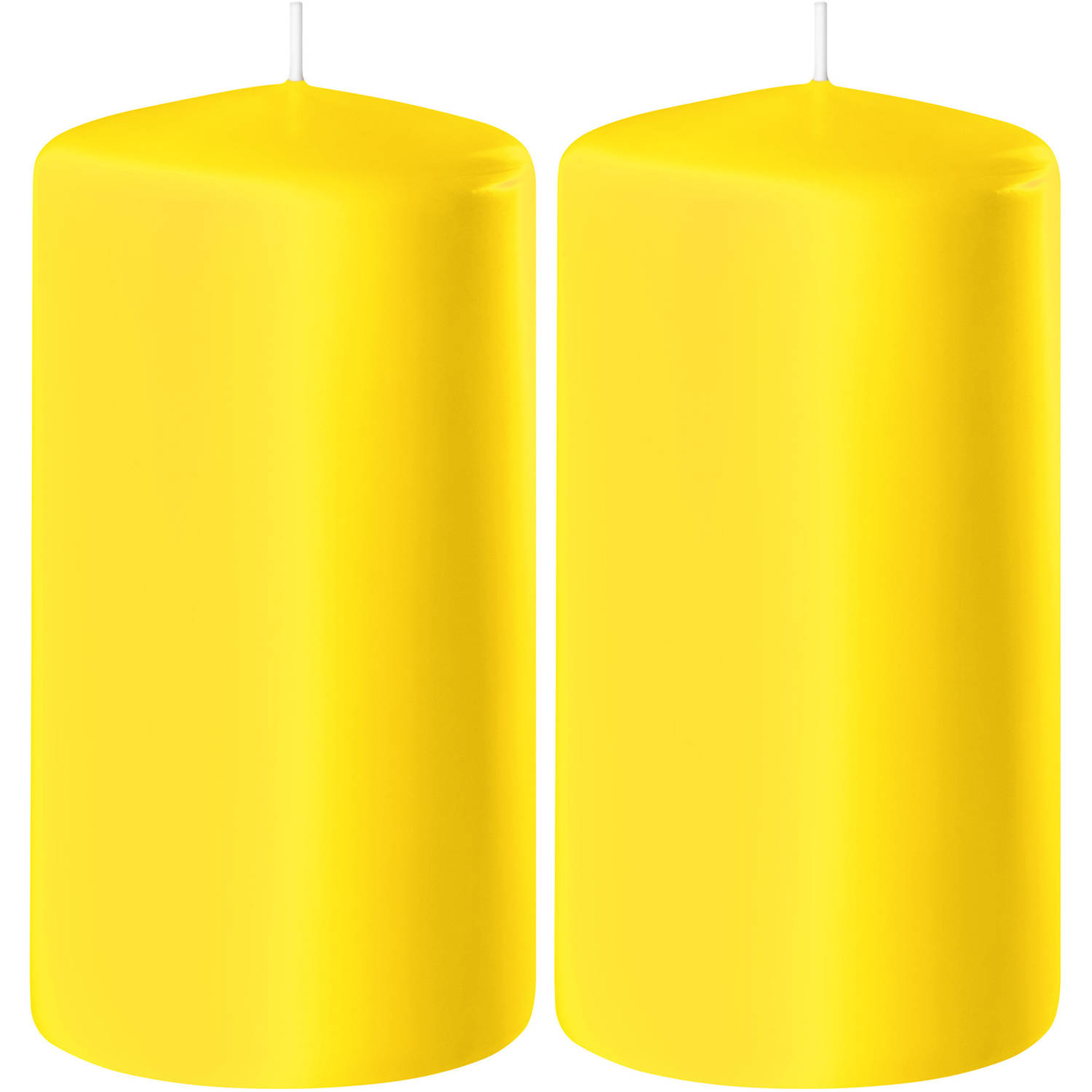 Enlightening Candles 2x Gele Cilinderkaarsen/stompkaarsen 6 X 12 Cm 45 Branduren - Geurloze Kaarsen - Woondecoraties - Geel