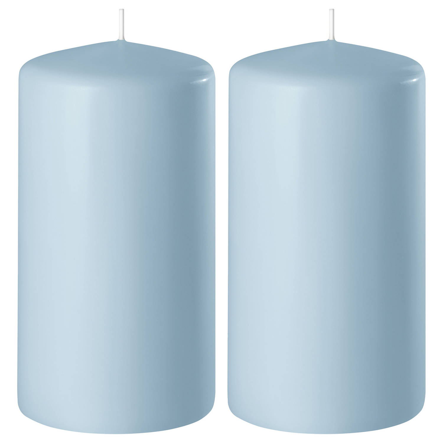 Enlightening Candles 2x Lichte Cilinderkaarsen/stompkaarsen 6 X 12 Cm 45 Branduren - Geurloze Kaarsen Licht - Woondecoraties - Blauw