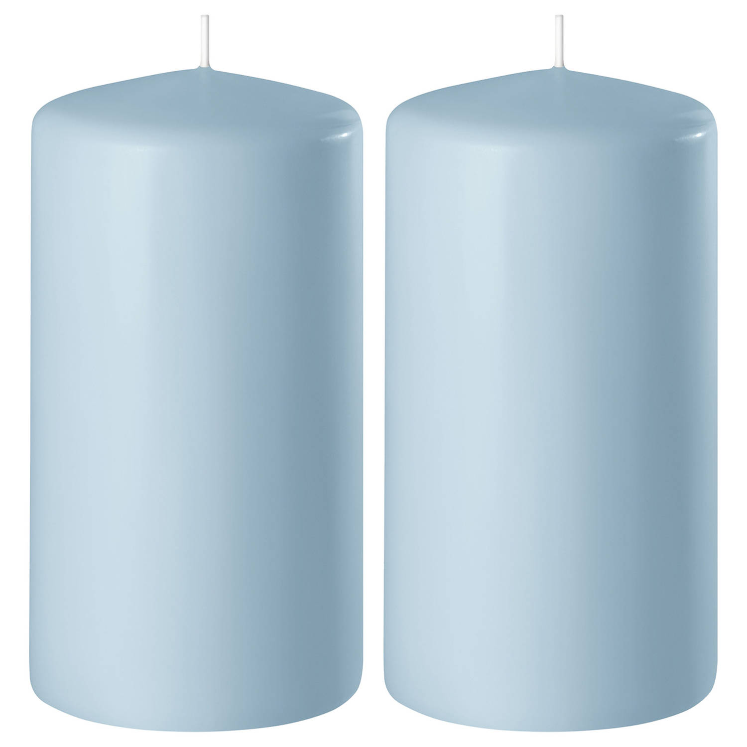 Enlightening Candles 2x Lichte Cilinderkaarsen/stompkaarsen 6 X 10 Cm 36 Branduren - Geurloze Kaarsen Licht - Woondecoraties - Blauw