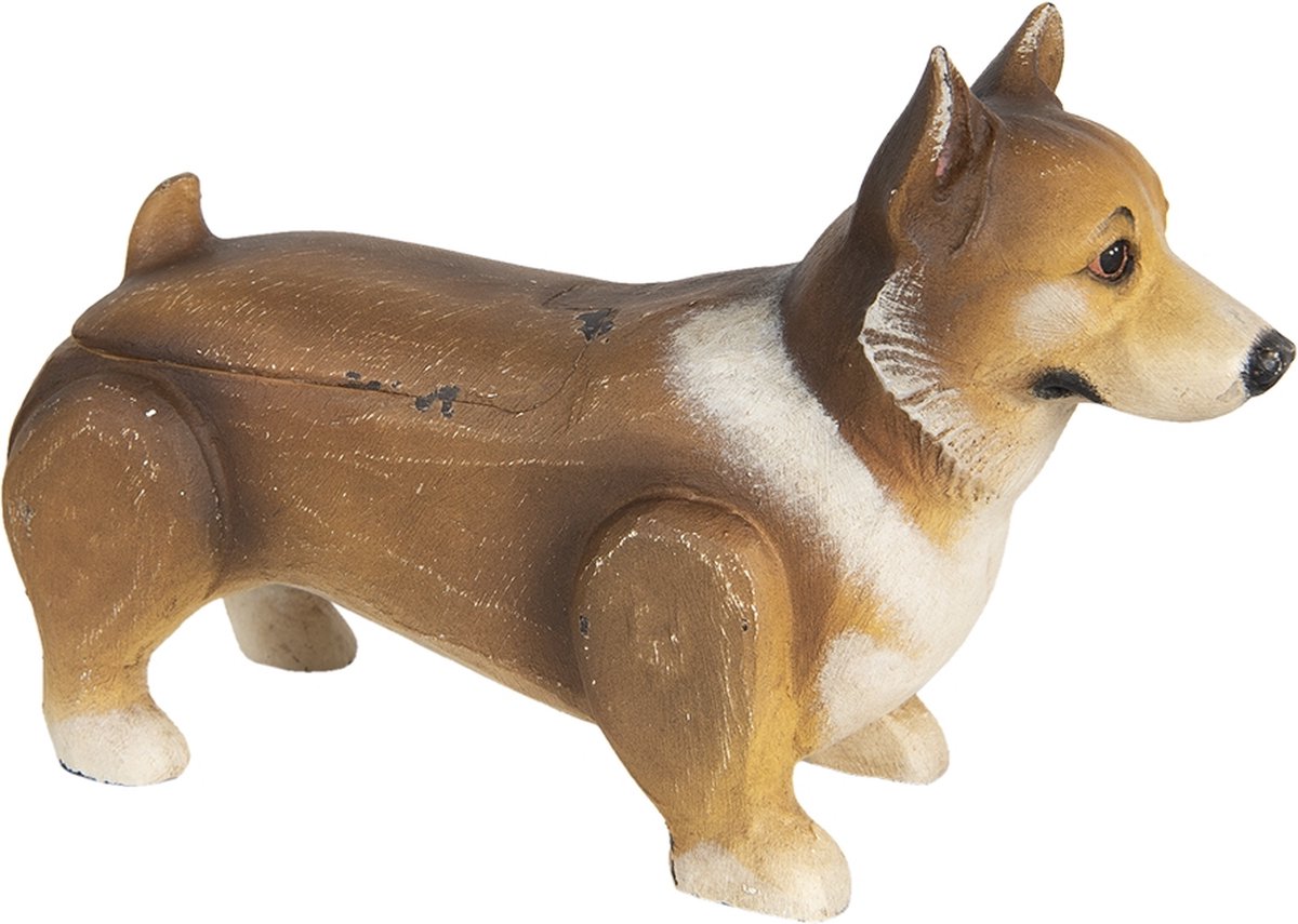 Clayre & Eef Decoratie Hond 6h1926 34*11*22 Cm - Meerkleurig Hout / - Bruin