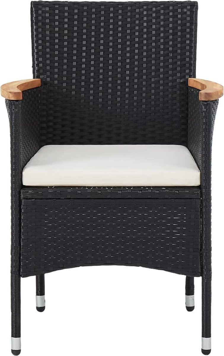 Vidaxl 3-delige Tuinset Poly Rattan En Acaciahout - Zwart