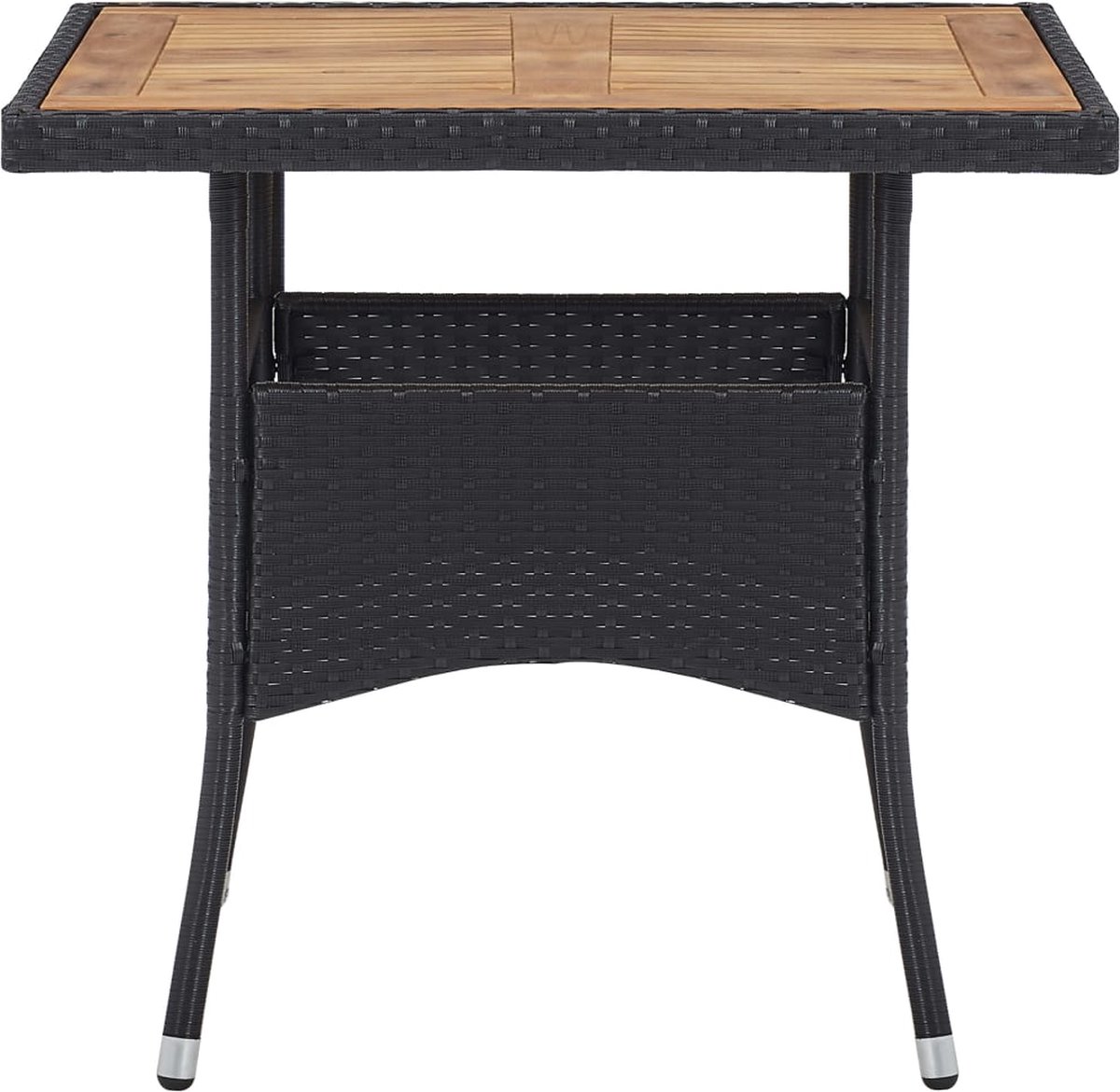 Vidaxl 3-delige Tuinset Poly Rattan En Acaciahout - Zwart