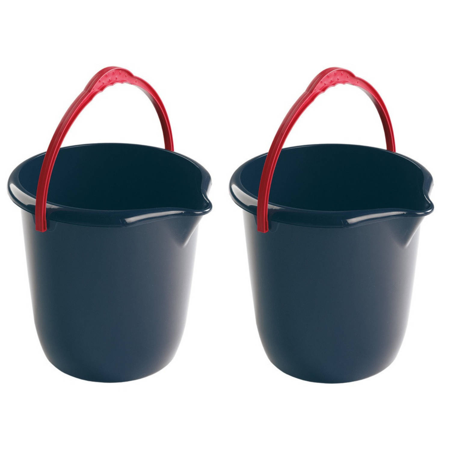 Hega Hogar 2x Donkere Schoonmaakemmers/huishoudemmers 10 Liter 28 Cm - Blauw