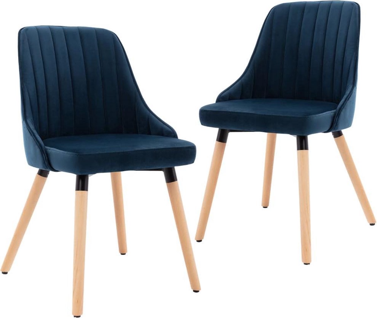 Vidaxl Eetkamerstoelen 2 St Fluweel - Blauw