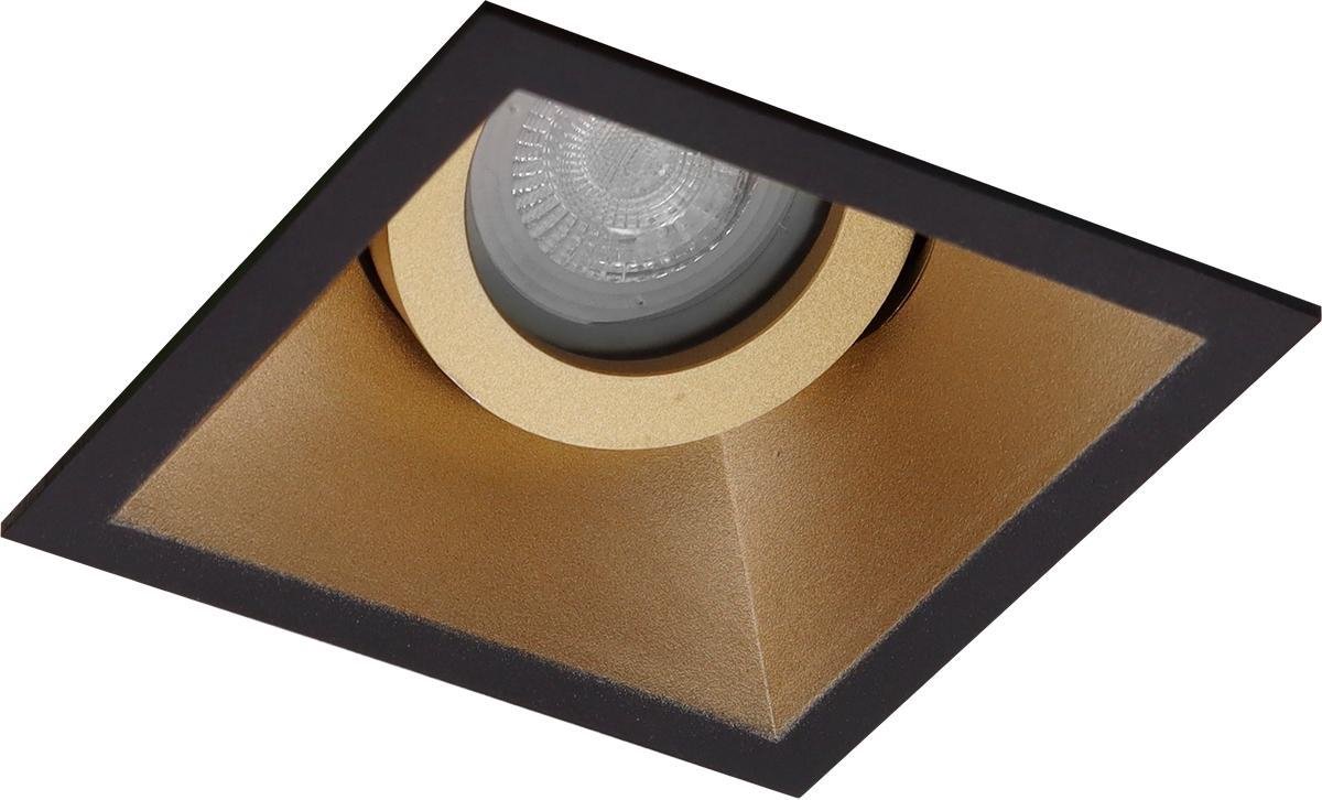 BES LED Spot Armatuur Gu10 - Pragmi Zano Pro - Inbouw Vierkant - Mat/goud - Aluminium - Kantelbaar - 93mm - Zwart