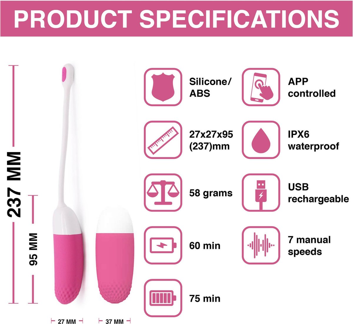 Magic Motion - Vini App Controlled Vibratie Eitje -/Wit - Roze