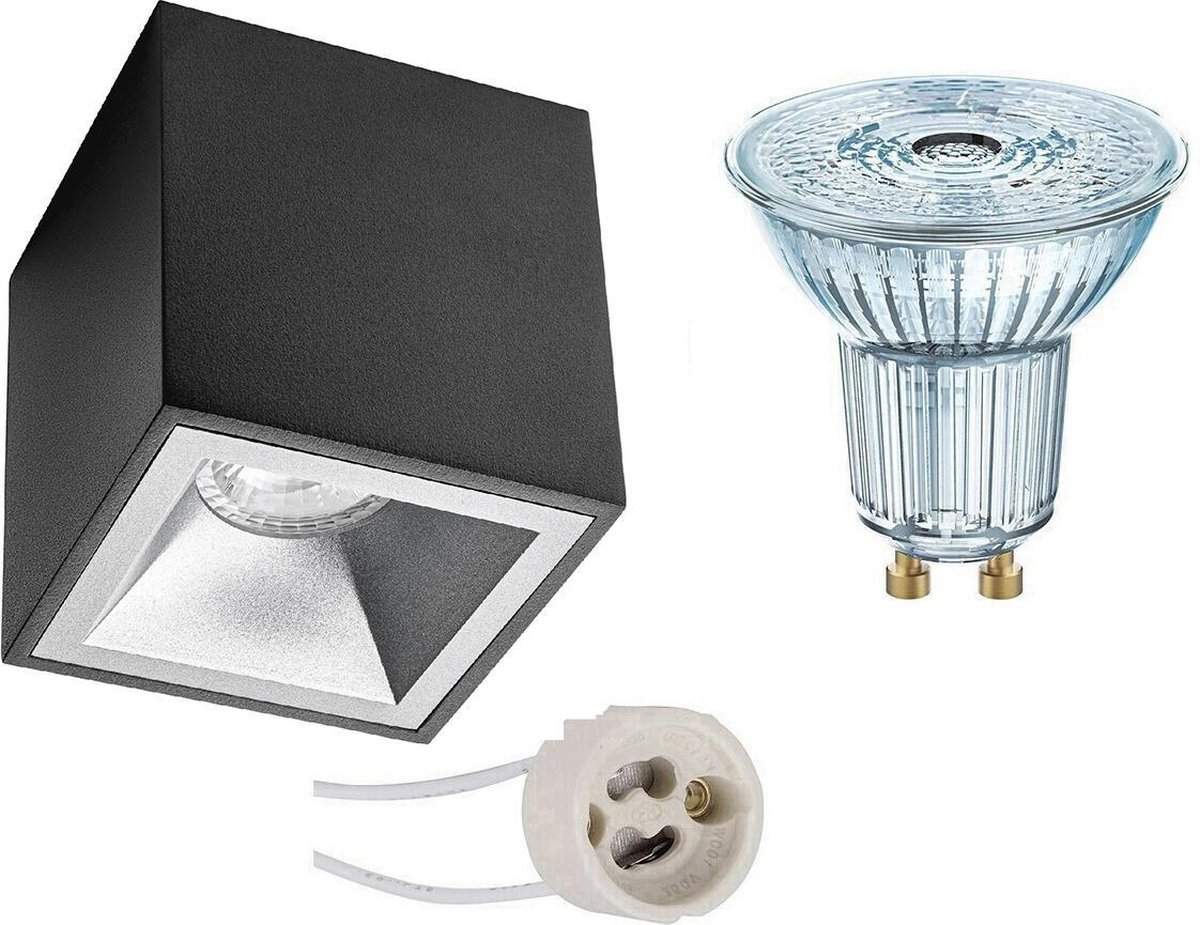 Osram - Opbouwspot Set - Parathom Par16 930 36d - Pragmi Cliron Pro - Gu10 Fitting - Dimbaar - Opbouw Vierkant - Mat - Zwart