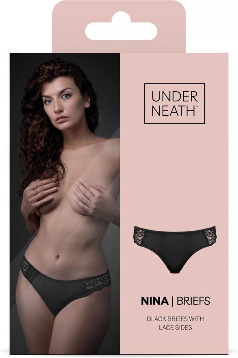 Underneath - Nina Slip Met Kant - Zwart