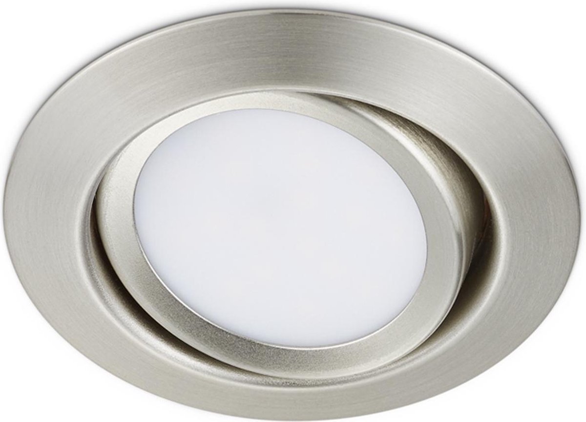 BES LED Led Spot - Inbouwspot - Trion Roluno - 5w - Warm 3000k - Rond - Mat Nikkel - Aluminium - Ø80 - Wit