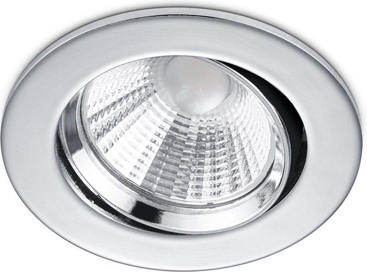 BES LED Led Spot - Inbouwspot - Trion Paniro - Rond 5w - Dimbaar - Warm 3000k - Mat Chroom - Aluminium - Ø80mm - Wit