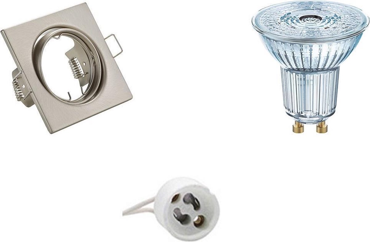 Osram - Led Spot Set - Parathom Par16 940 36d - Gu10 Fitting - Dimbaar - Inbouw Vierkant - Mat Nikkel - 3.7w -