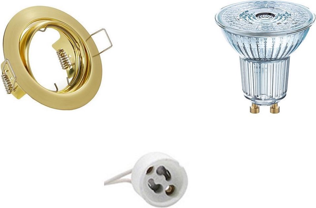 Osram - Led Spot Set - Parathom Par16 930 36d - Gu10 Fitting - Dimbaar - Inbouw Rond - Mat Goud - 3.7w - Warm 3000k - Wit