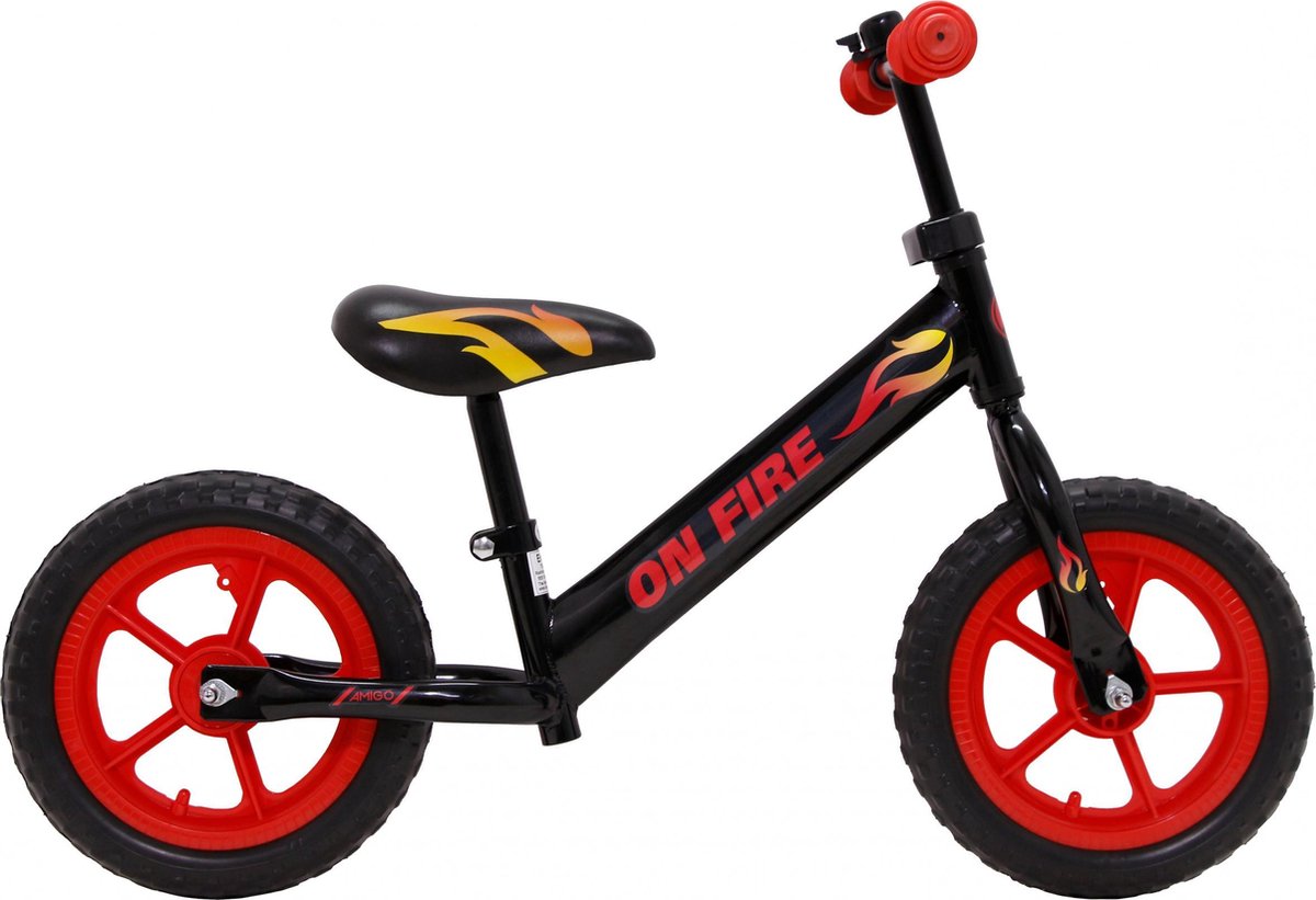 Amigo On Fire Loopfiets Met 2 Wielen 12 Inch Junior - Zwart