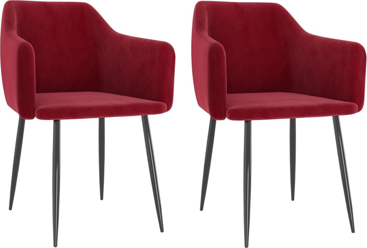 Vidaxl Eetkamerstoelen 2 St Fluweel Wijn - Rood