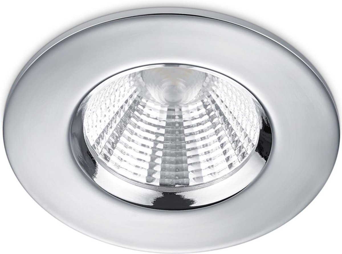 BES LED Led Spot - Inbouwspot - Trion Zagrona - 5w - Waterdicht Ip65 - Dimbaar - Warm Wit 3000k - Glans Chroom - Aluminium - - Titanium