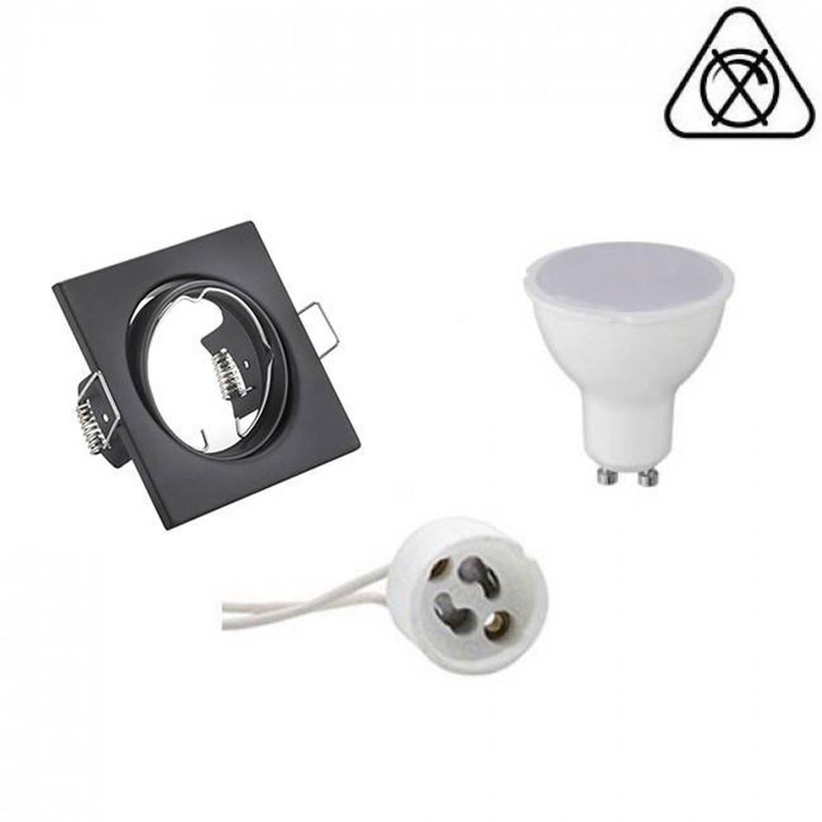 BES LED Led Spot Set - Trion - Gu10 Fitting - Inbouw Vierkant - Mat - 6w - Warm Wit 3000k - Kantelbaar 80mm - Zwart