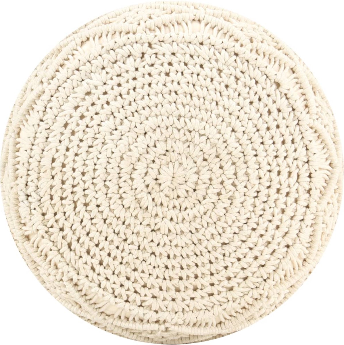 Vidaxl Poef Macramé Handgemaakt 45x30 Cm Katoen - Beige