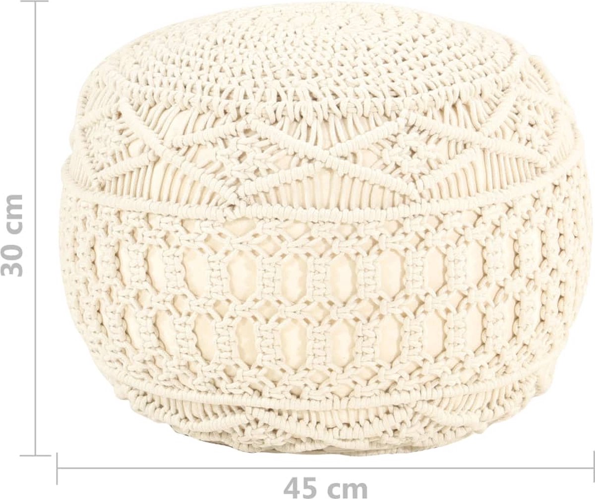 Vidaxl Poef Macramé Handgemaakt 45x30 Cm Katoen - Beige