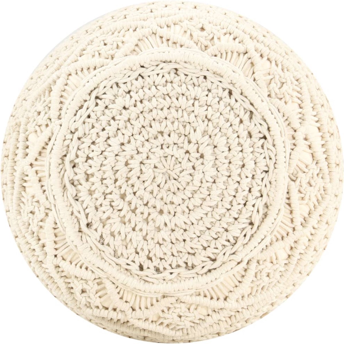 Vidaxl Poef Macramé Handgemaakt 45x30 Cm Katoen - Beige