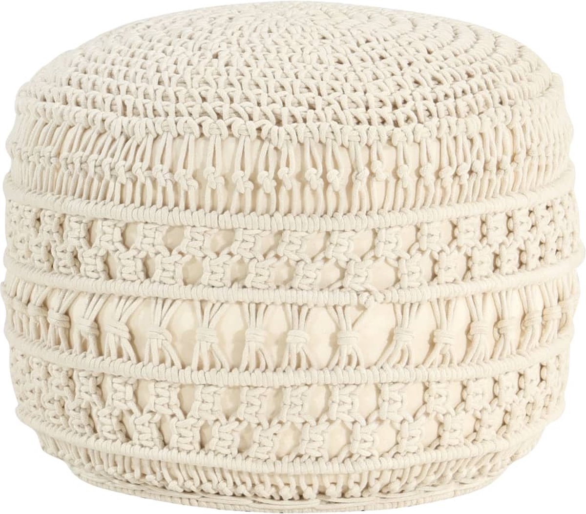 Vidaxl Poef Macramé Handgemaakt 45x30 Cm Katoen - Beige