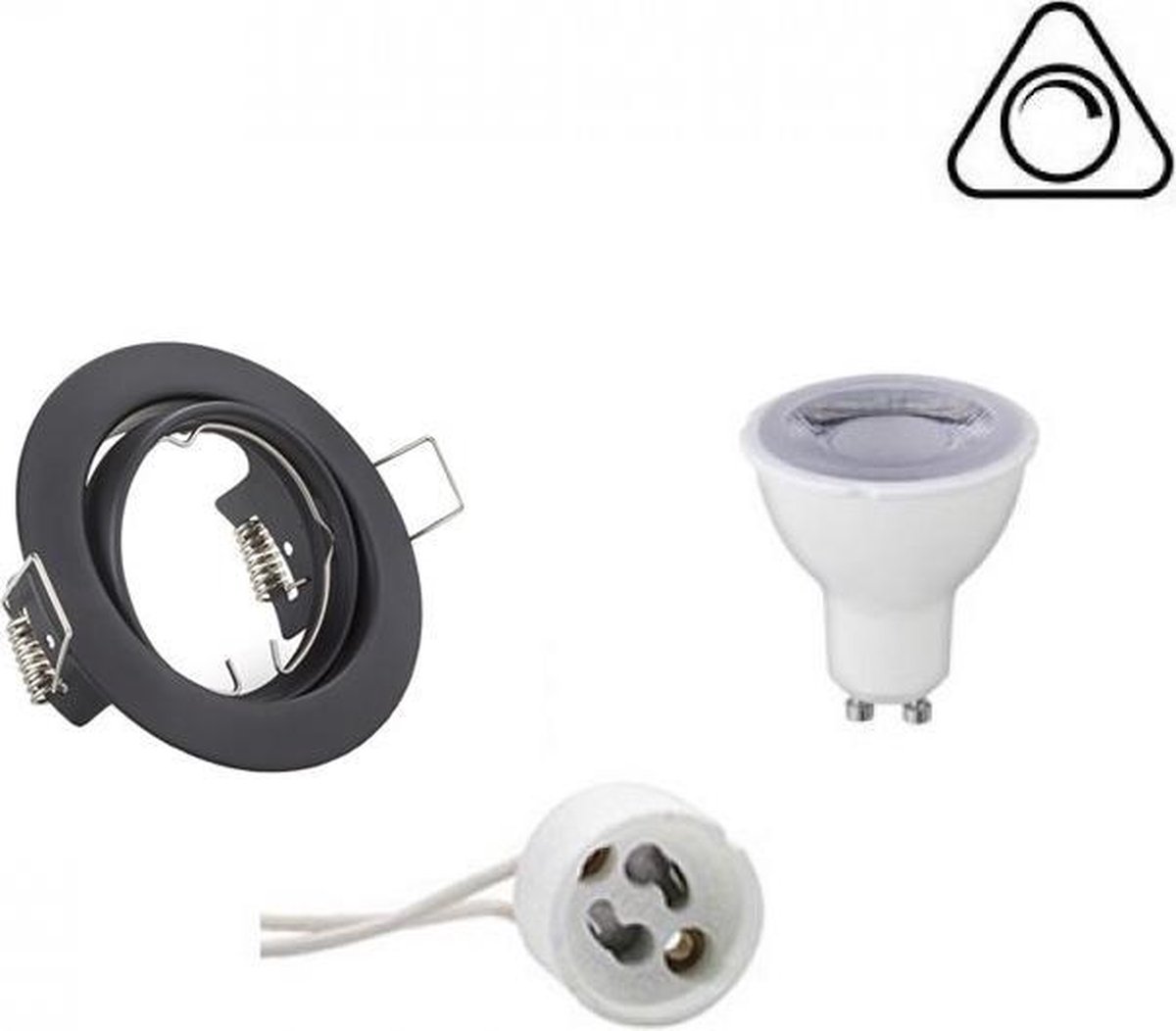 BES LED Led Spot Set - Trion - Gu10 Fitting - Dimbaar - Inbouw Rond - Mat - 6w - Natuurlijk Wit 4200k - Kantelbaar Ø83mm - Zwart