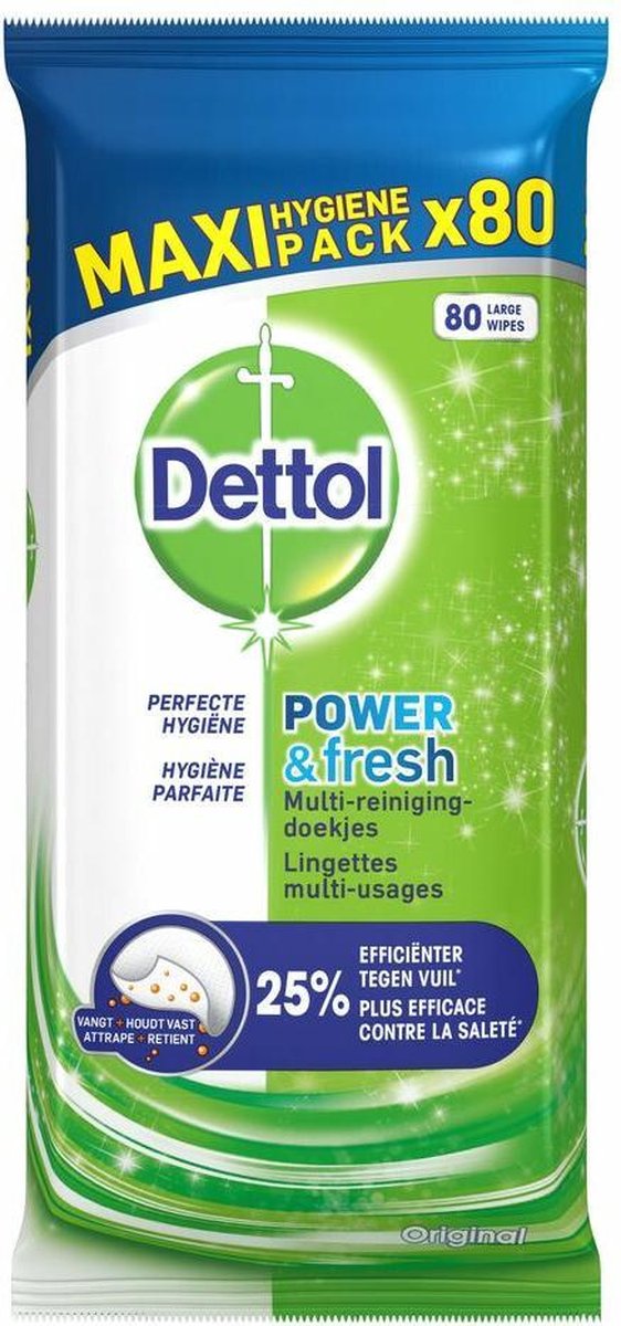 Dettol Schoonmaakdoekjes Power & Fresh - Original - 80 Stuks
