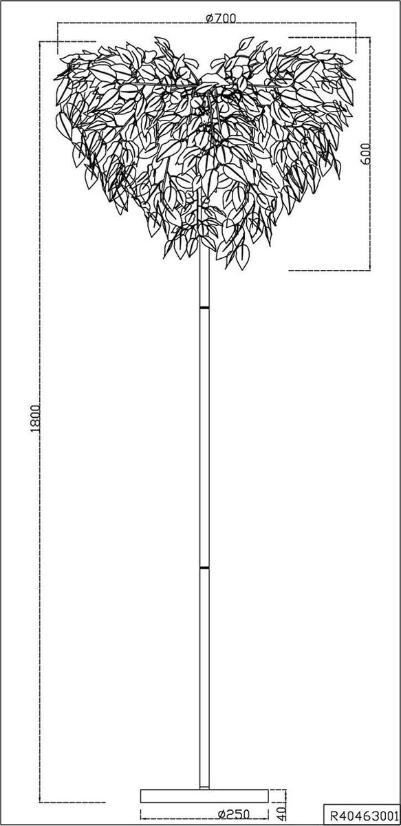 Reality Vloerlamp Leavy 180 X 70 Cm Staal - Wit