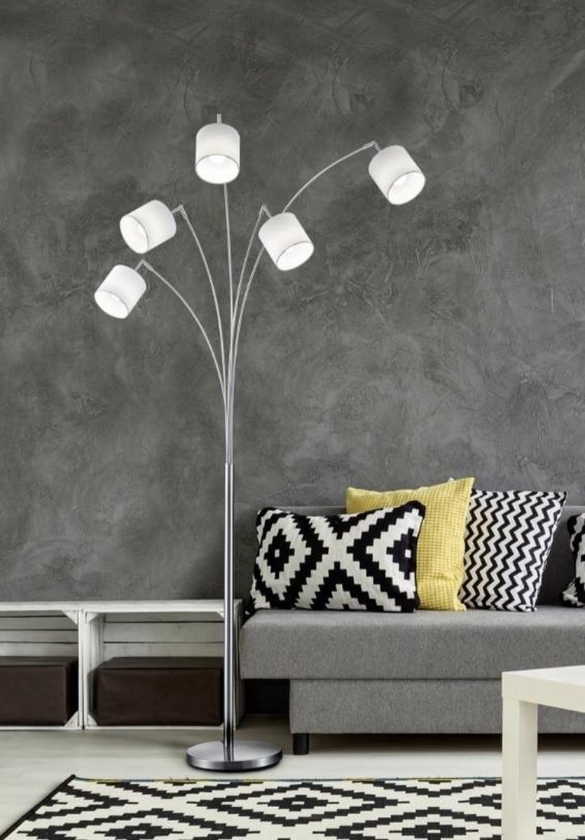 Reality Vloerlamp Tommy 200 X 30 Cm Staal/textiel/zilver - Wit