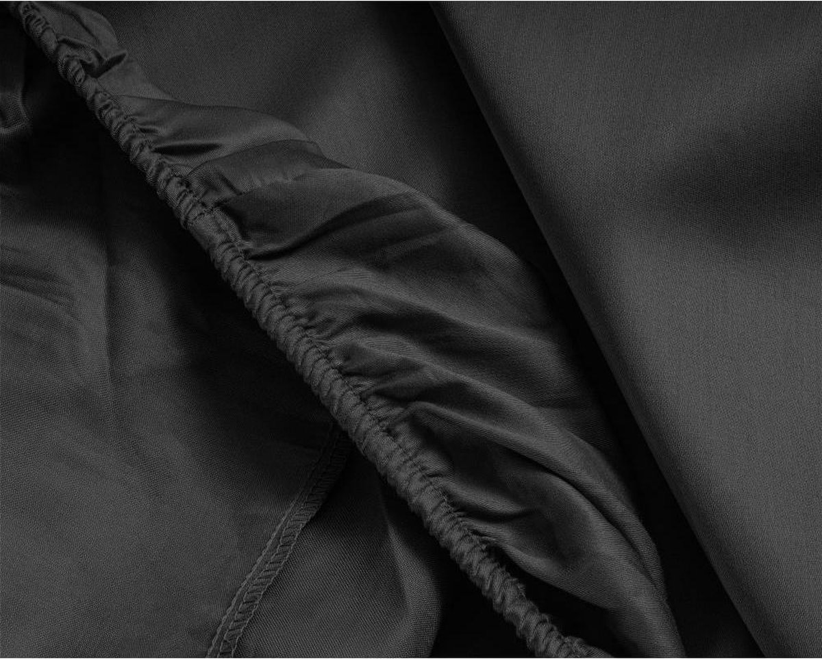 Primaviera Deluxe Satijn Hoeslaken - 200 x 220 cm - Zwart