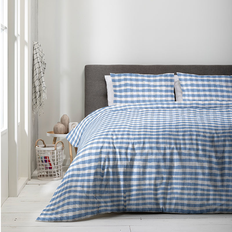 Luna Bedding Luna Squares 2-persoons (200 x 220 cm + 2 kussenslopen) Dekbedovertrek - Blauw