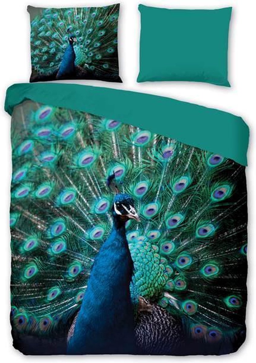 Pure Peacock 1-persoons (140 x 200/220 cm + 1 kussensloop) Dekbedovertrek - Blauw