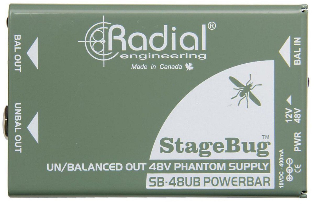 Radial SB-48UB Stage Bug DI-box met fantoomvoeding
