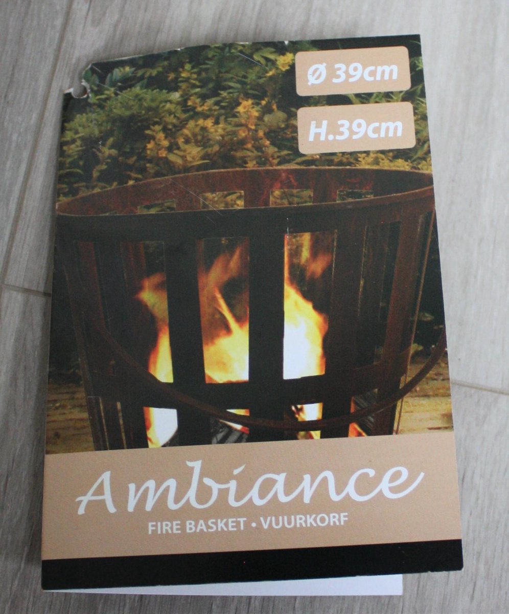 Koopman International Metalen Vuurkorf Met Hengsel Roest - Ø38cm X 38cm Hoog - Bruin